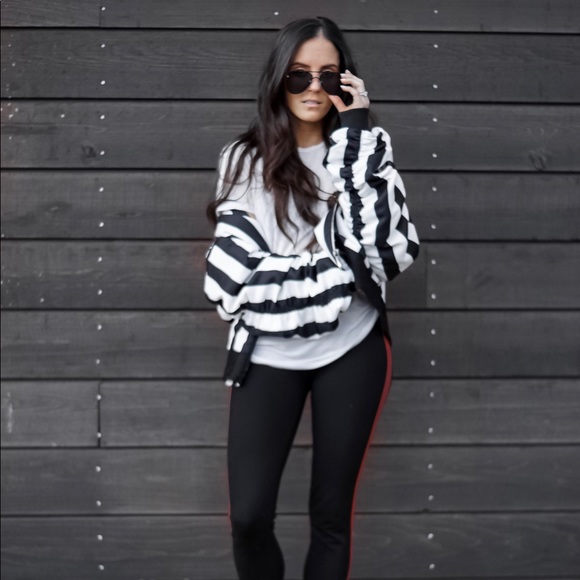 Jackets & Blazers - Grey Lab black and white stripe bomber
